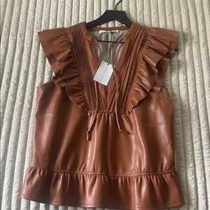 Melissa Nepton Elana Top Shirt Cinnamon Brown Medium NWT